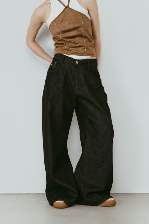 ワイドベルボトムデニムパンツ (ブラック) wide bell-bottom denim pants (Black) /  26SS