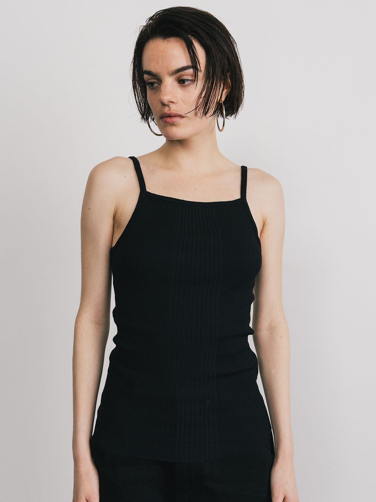【25SS】ACETATE KNIT CAMI / アセテート ニットキャミ (ブラック)