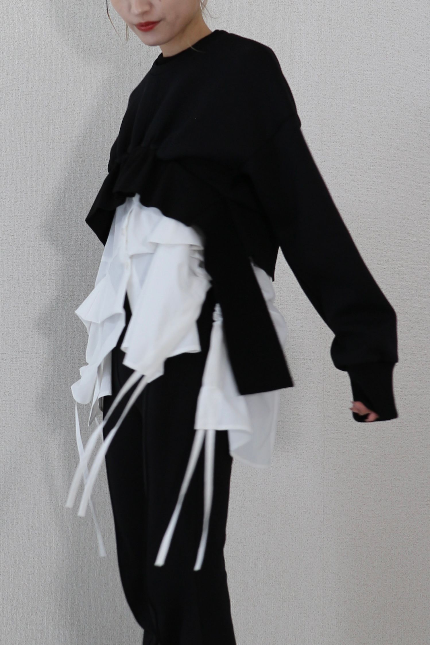 RIB COMBI SHORT TOP  / リブコンビショートトップ (ブラック)