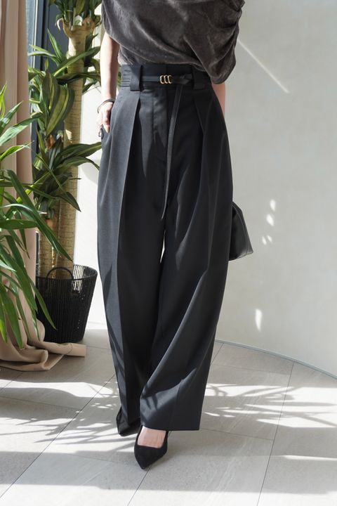 ツイル2タック ハイウエストパンツ (ブラック) TWILL / 2-TUCK HIGH-WAIST PANTS (Black) / 26AW