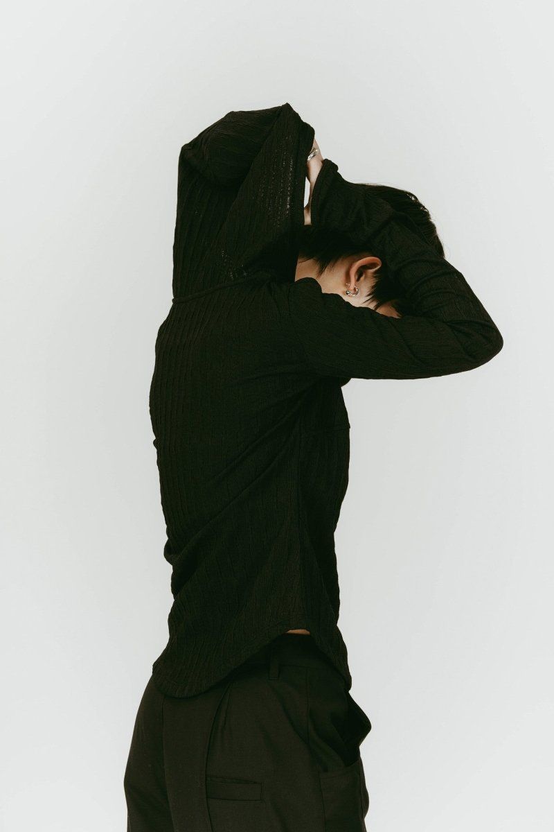 hooded jacquard top (Black) / ジャガード フーディトップス (ブラック) / 26SS