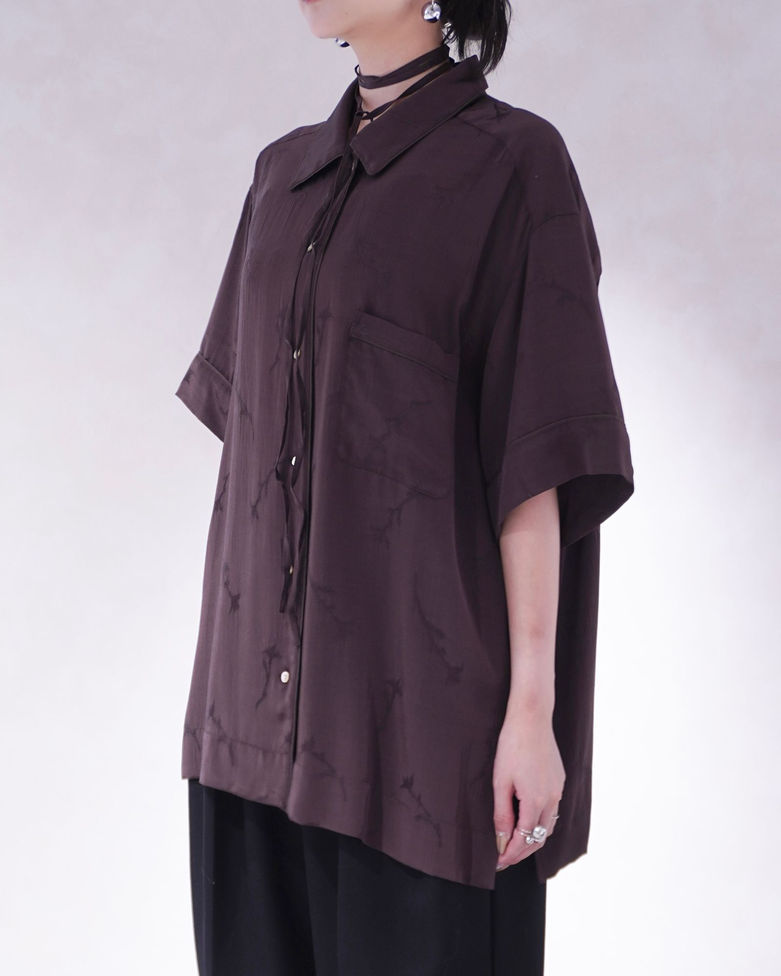 サテンジャガードシャツ (ブラウン) SATIN JQ SHIRTS (Brown) /  26SS