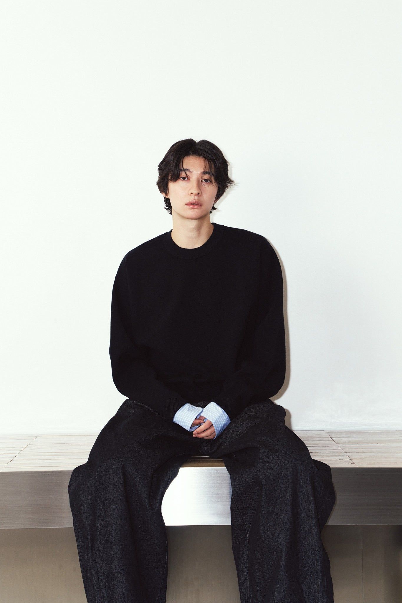 【UNISEXサイズ】2ウェイ ノームコア ニット (ブラック) 2way cuffs normcore knit(unisex) (Black) / 26AW