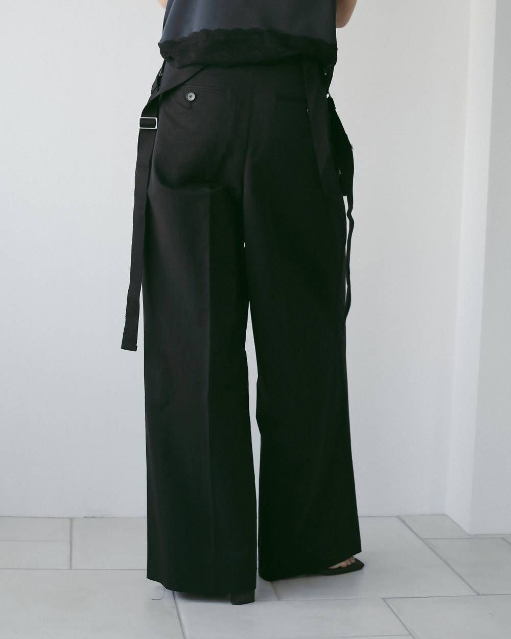 サスペンダー ワイドパンツ (ブラック) Suspenders Wide Pants (Black) / 26SS
