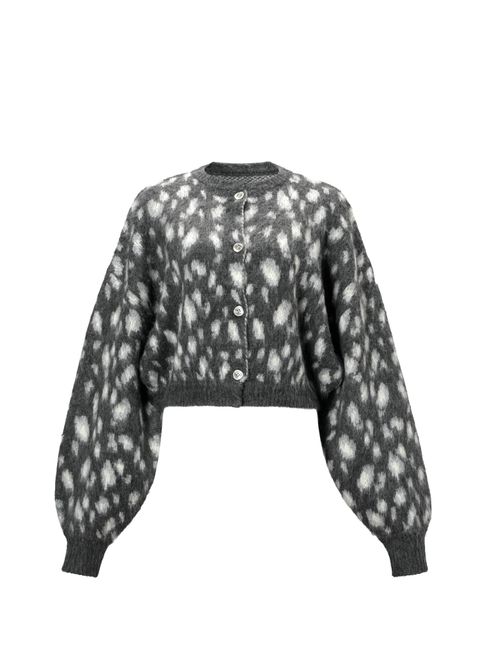 ジャガードニット リバーシブルカーディガン (チャコール) leopard jacquard reversible cropped knit cardigan (Charcoal) /  26AW