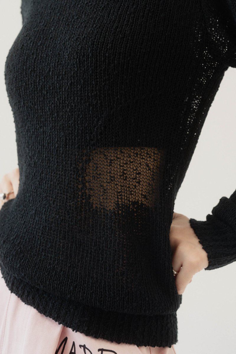 damage knit pullover / ダメージニットプルオーバー (ブラック) / 25SS