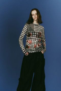 fruit-check print knit (Black) / フルーツチェックトップス (ブラック) / 26SS