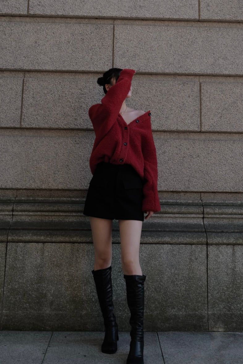 Poodle knit cardigan / プードルニット カーディガン (レッド)