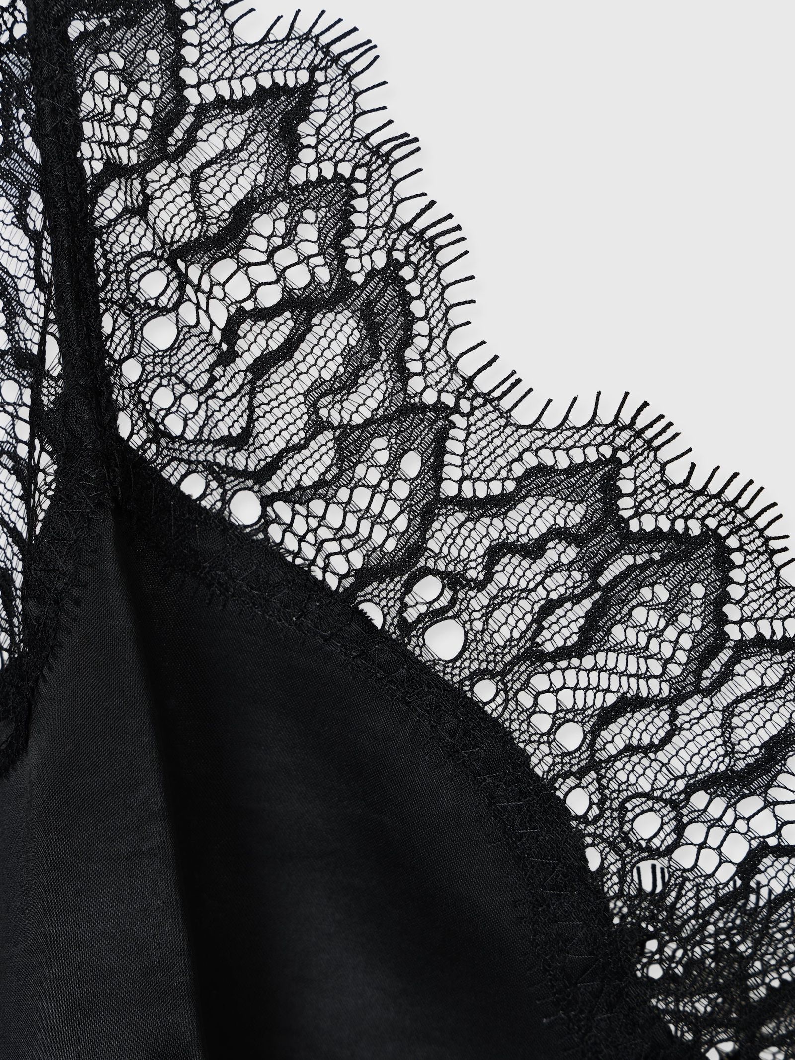 サテンレースキャミ (ブラック) SATIN LACE CAMI (Black) /  26SS