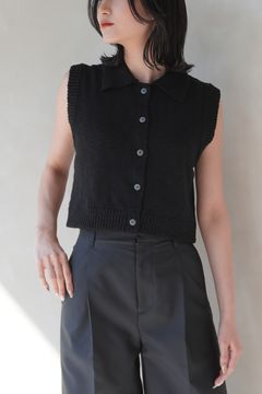 SLAB COTTON KNIT TOPS / スラブコットンニットトップス (ブラック)