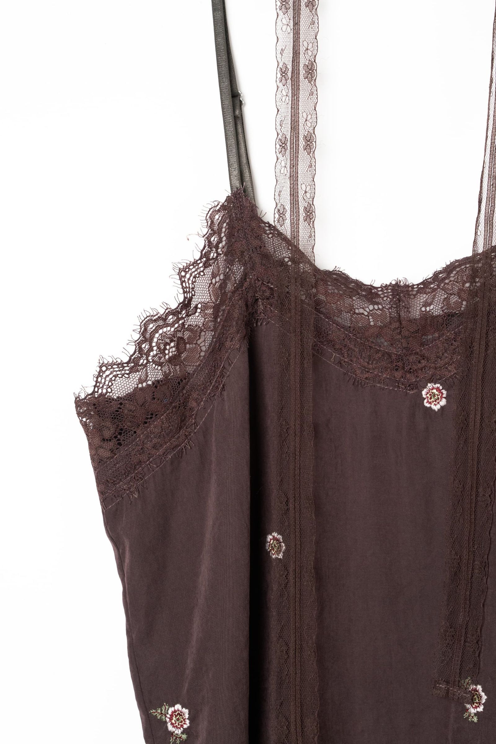 レースキャミソールドレス (ブラウン) lace cami dress (Brown) / 26AW