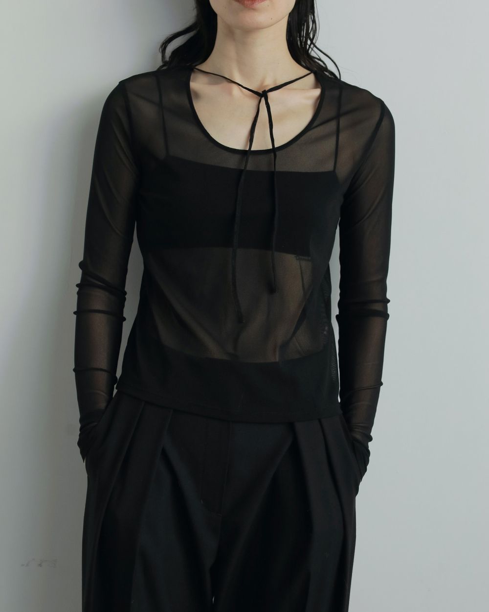2way Sheer Tops / 2ウェイ シアートップス (ブラック)