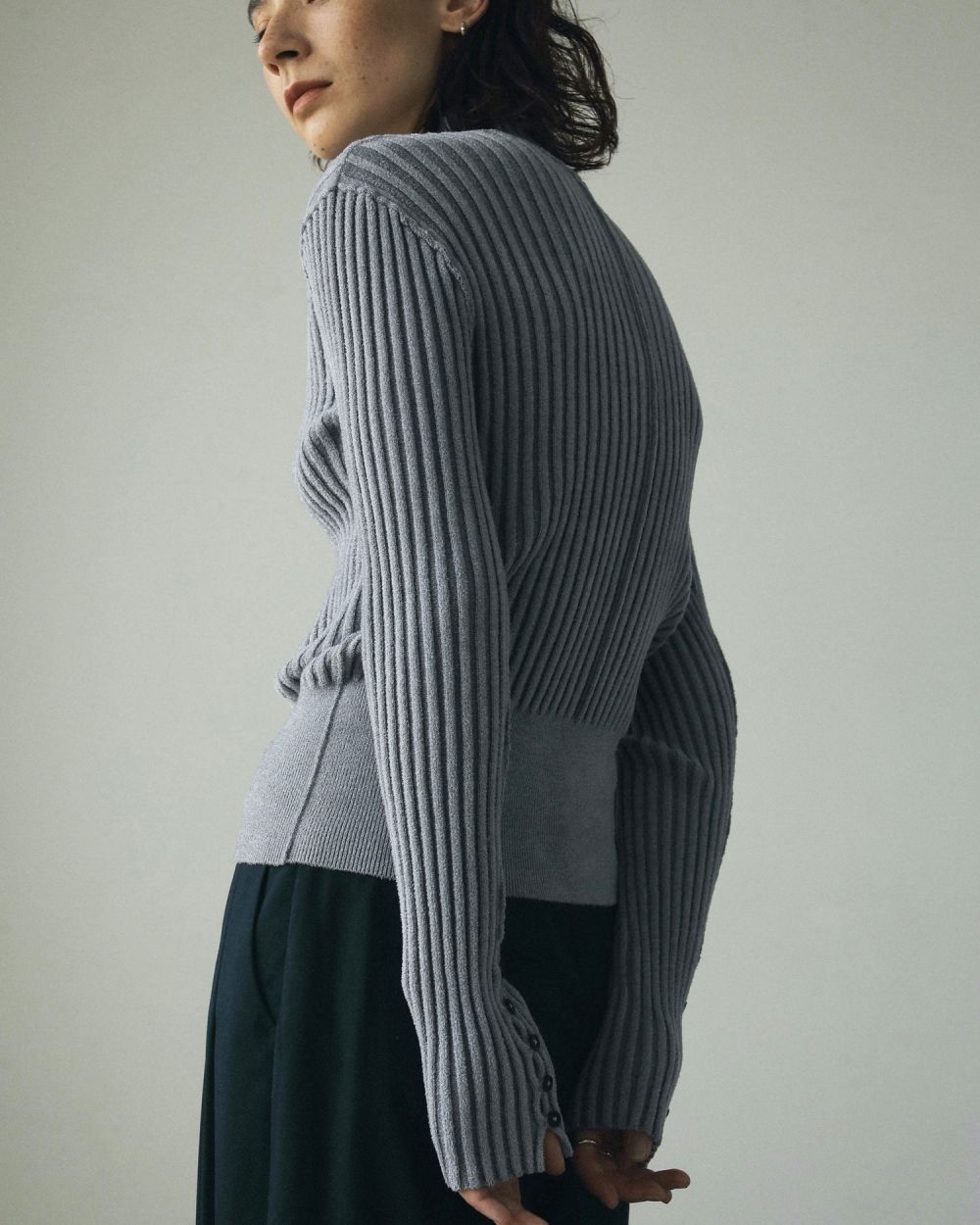 Velour Rib Knit / ベロアリブニット (ライトグレー)