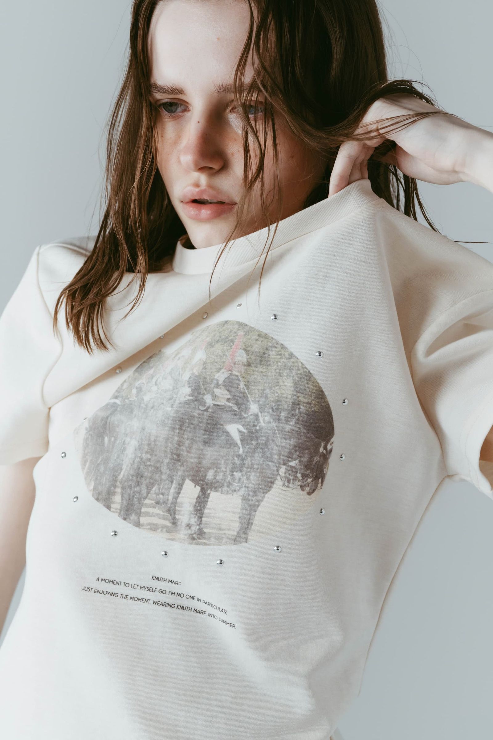 スタッズコンパクトTシャツ (アイボリー) studded compact tee (Ivory) /  26SS