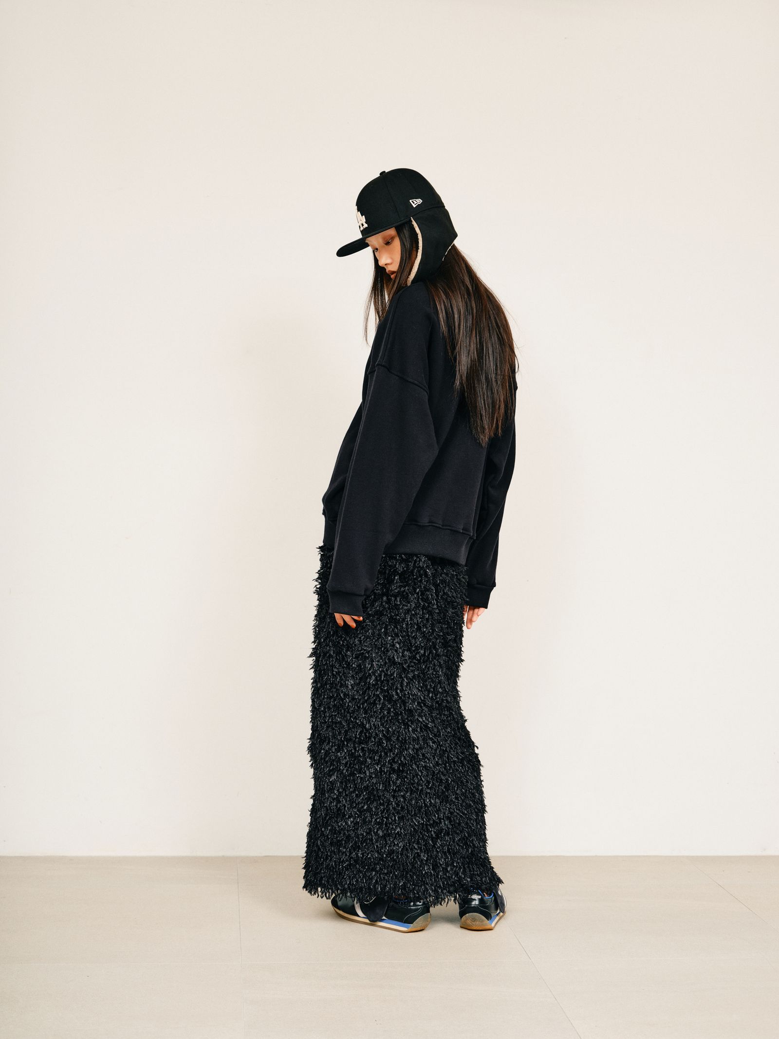 Feather slit skirt / フェザースリットスカート (ブラック) / 25AW
