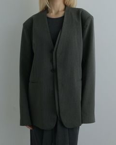 Collarless Over Jacket / カラーレスオーバージャケット (グレー)