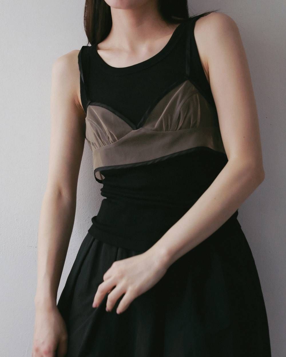 ウールタンクトップ (ブラック) Wool Rib Tanktop (Black) / 27SS