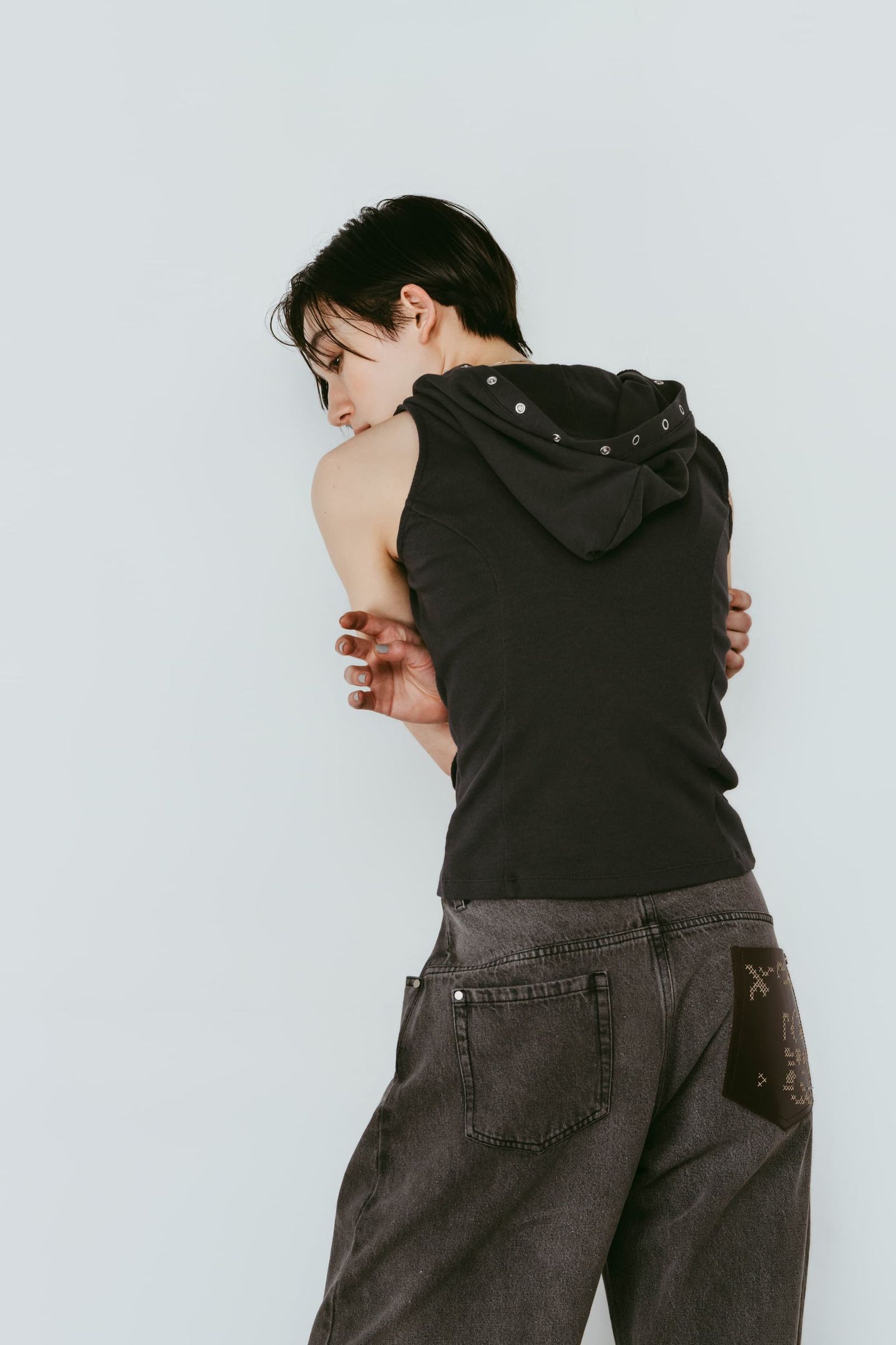 スナップボタンフーディ (チャコール) snap-button hoodie (Charcoal) /  26SS
