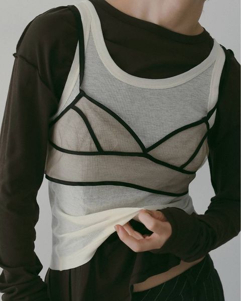 バイカラー チュールブラトップビスチェ (ベージュ) Bicolor Tulle Bratop (Beige) /  26SS