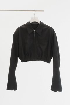 ストライプシャツブルゾン (ブラック) stripe shirt blouson (Black)