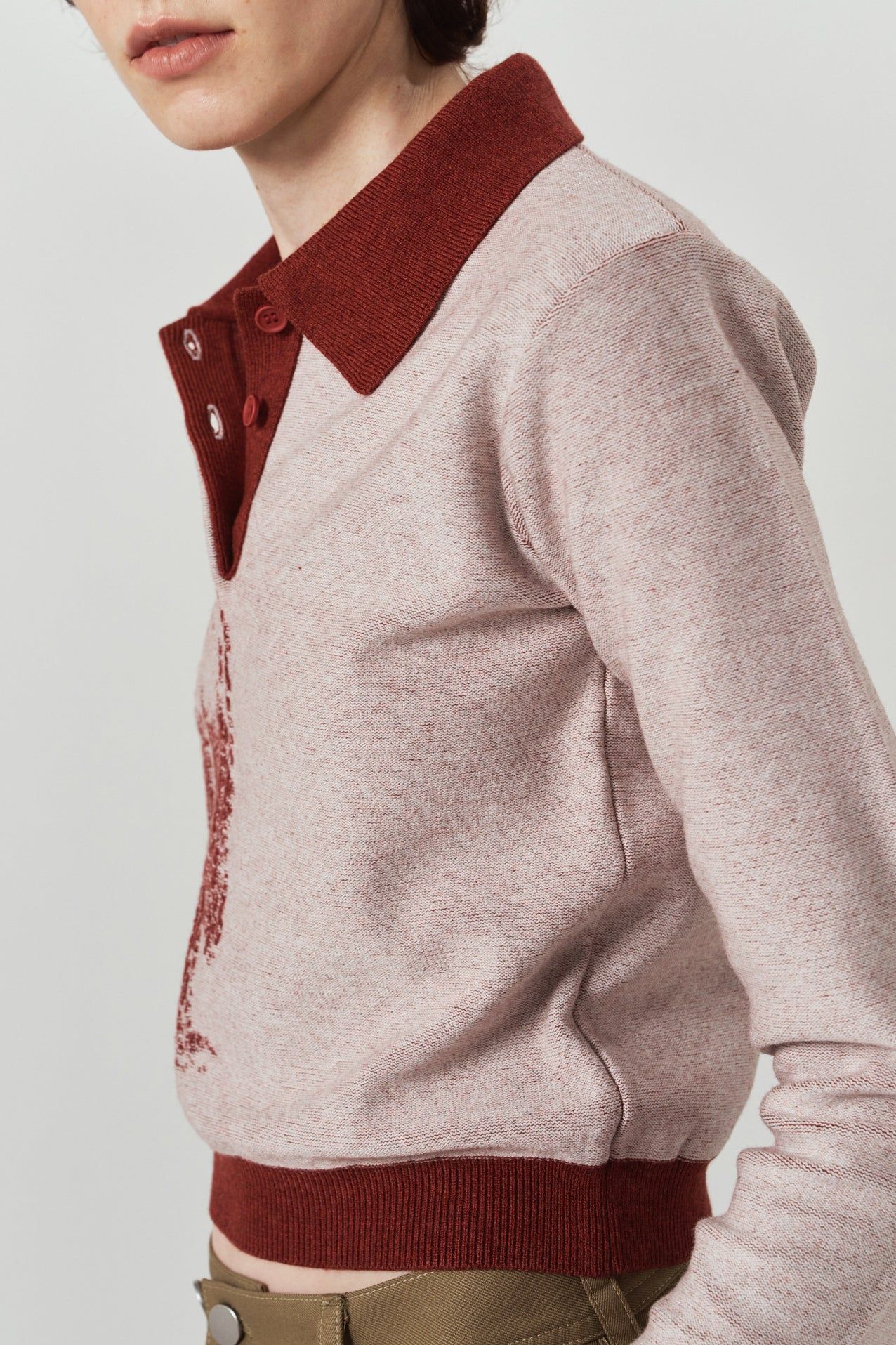 ジャガードポロニット (レッド) jacquard polo knit (Red) / 26AW