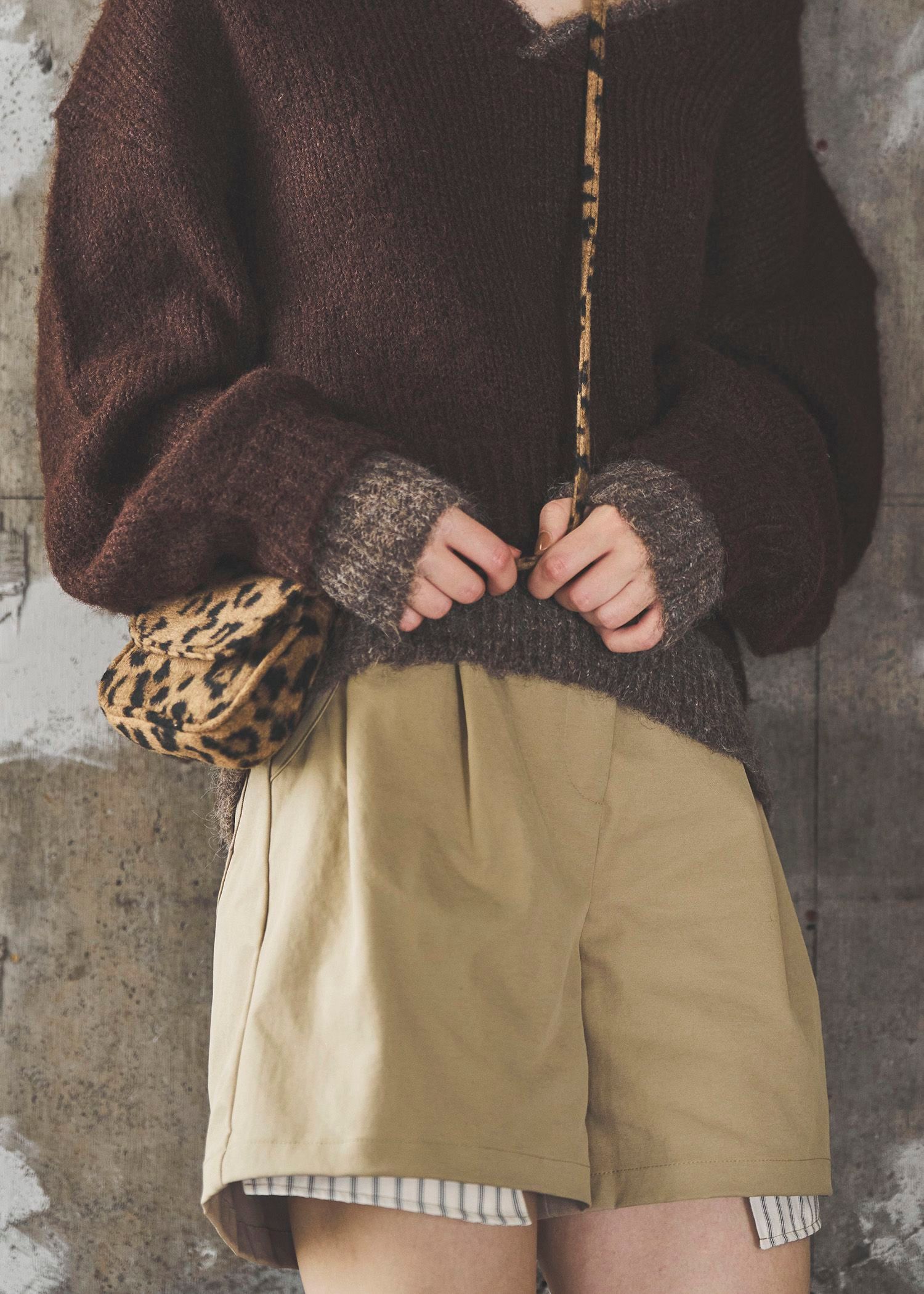 stripe pocket peep tuck chino S/PT / タックチノ ショートパンツ (タン) / 25AW