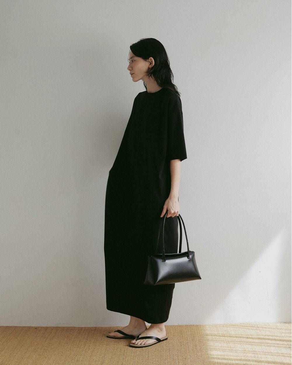 レザーボストンバッグ (ブラック) Leather Boston Bag (Black) / 27SS