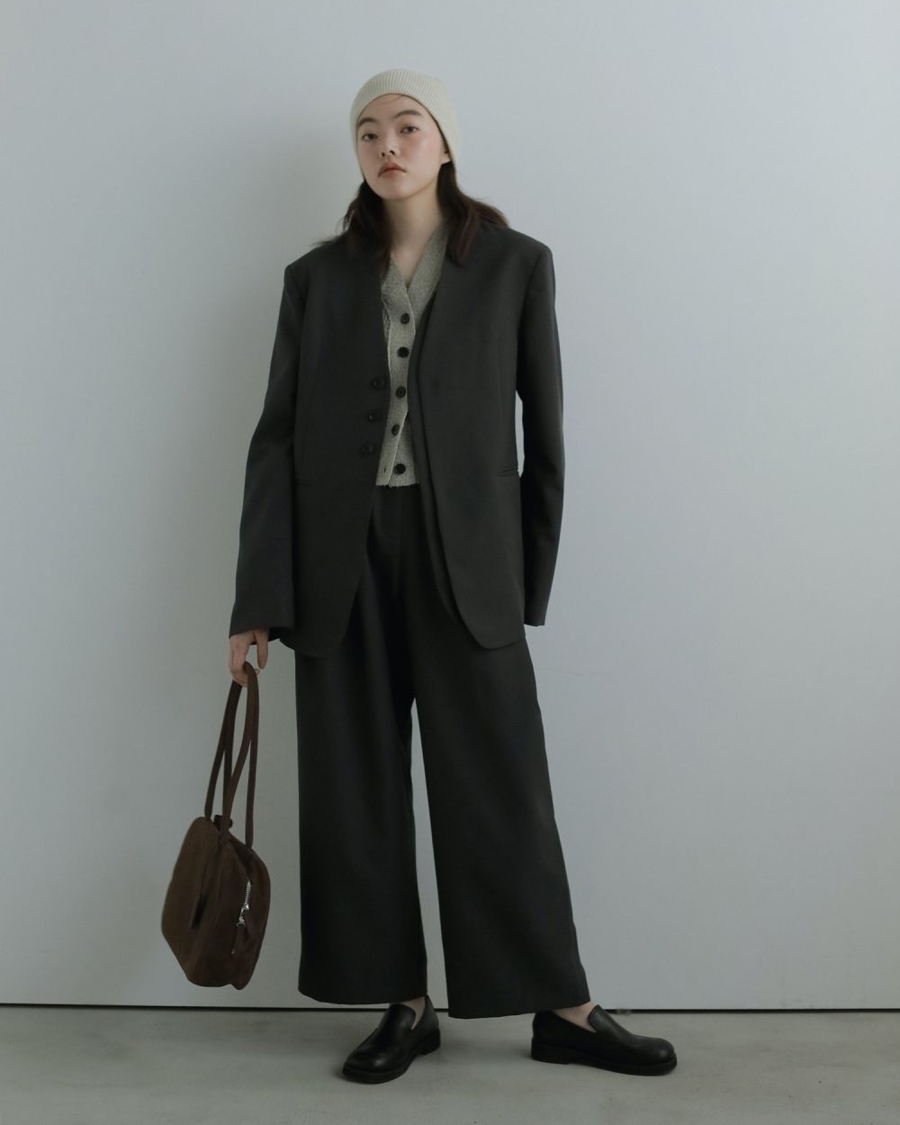 Collarless Over Jacket / カラーレスオーバージャケット (チャコールグレー)