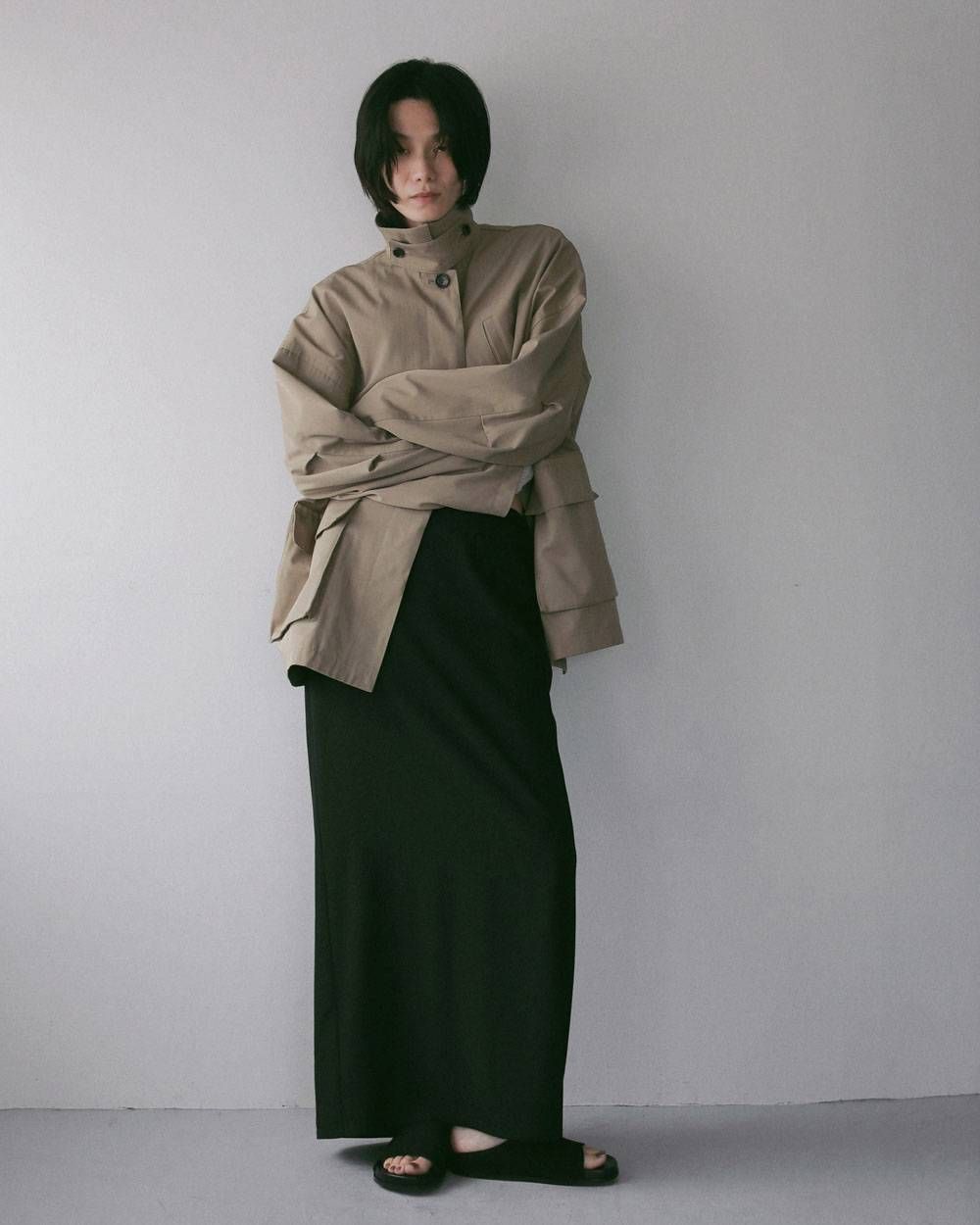 ジョーゼットペンシルスカート (ブラック) Georgette Pencil Skirt (Black) / 27SS