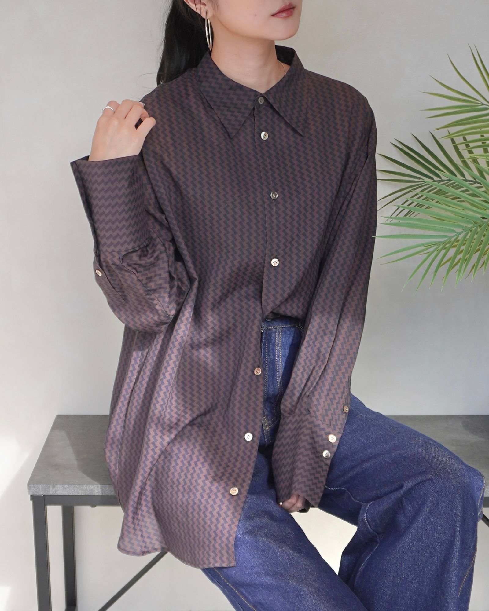 【25AW】GEOMETRIC SHIRT / ジオメトリックシャツ (ブラウン)