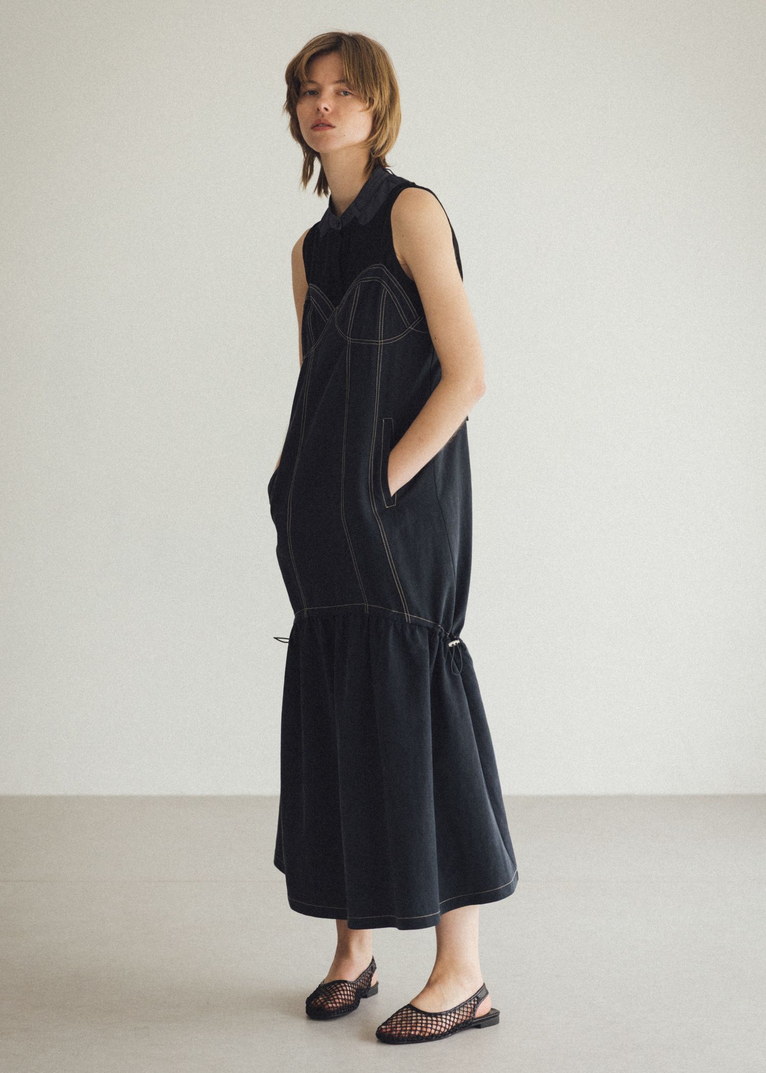 ノースリーブ シャツ (ブラック) no sleeve color scheme collar shirt (Black) /  26SS