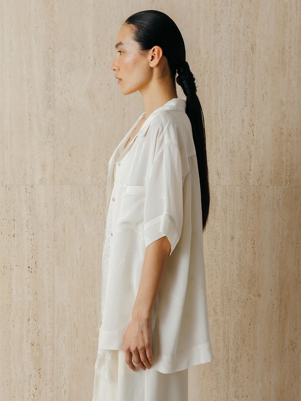 サテンジャガードシャツ (アイボリー) SATIN JQ SHIRTS (Ivory) /  26SS