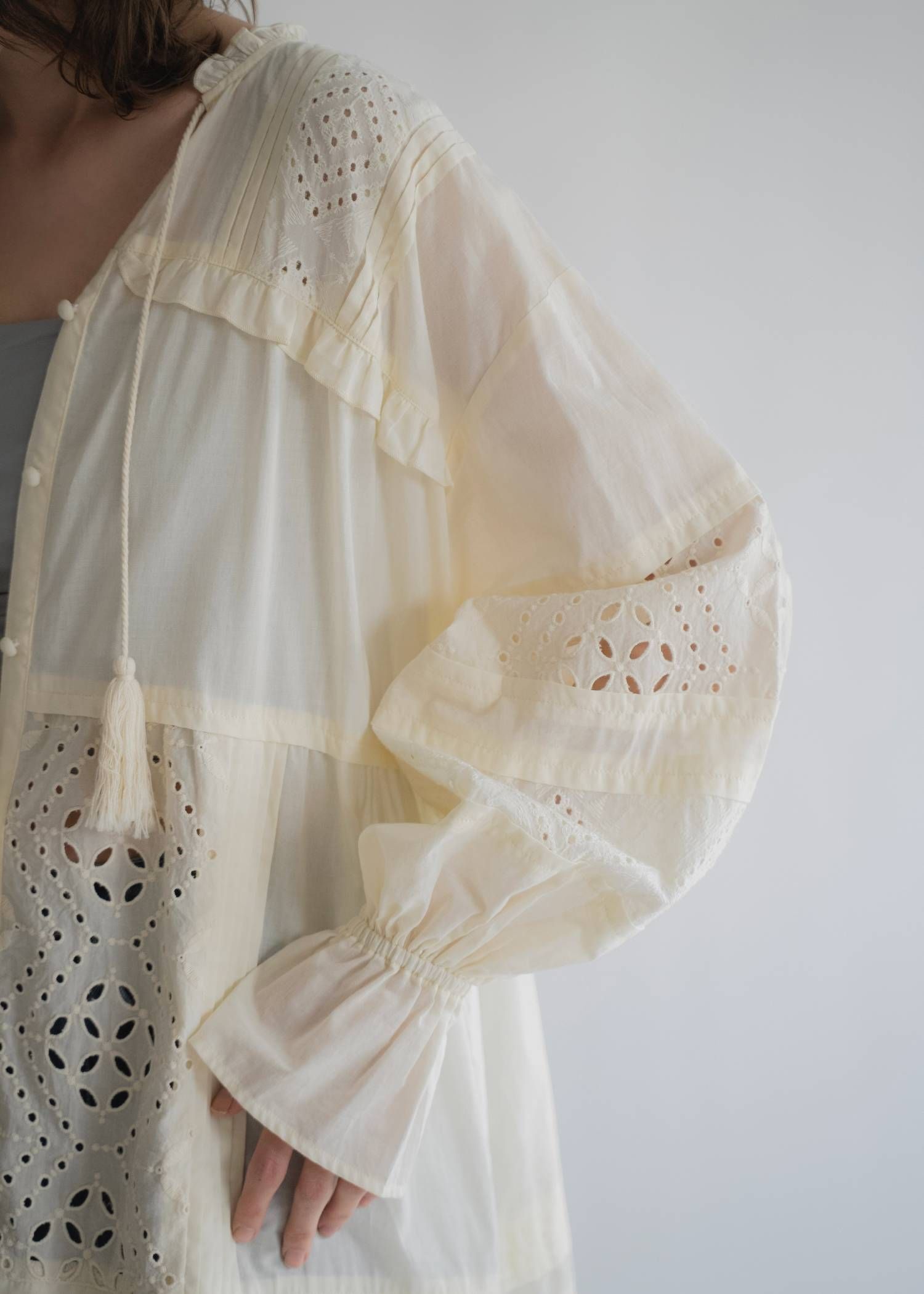 ティアードワンピース (ナチュラル) pieced cotton lace tiered volume OP (Natural) /  26SS