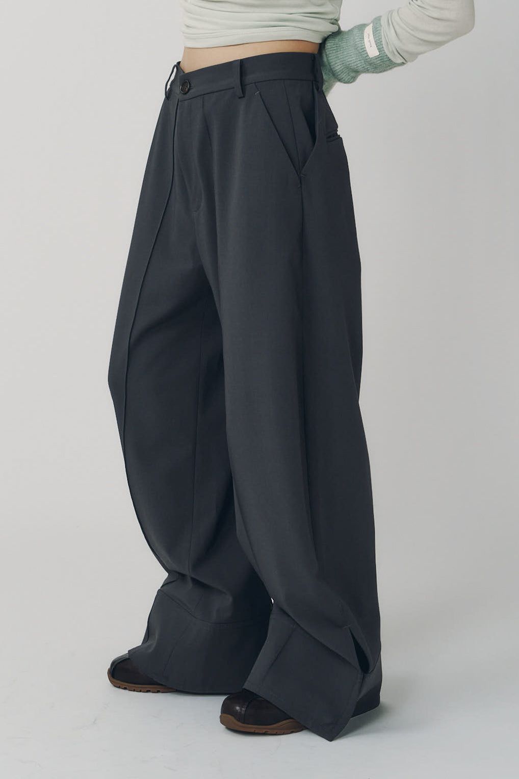ダブルヘムトラウザー (グレー) double hem trousers(unisex) (Gray) / 26AW