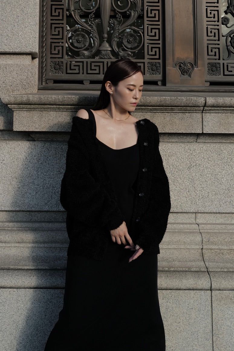 Poodle knit cardigan / プードルニット カーディガン (ブラック)