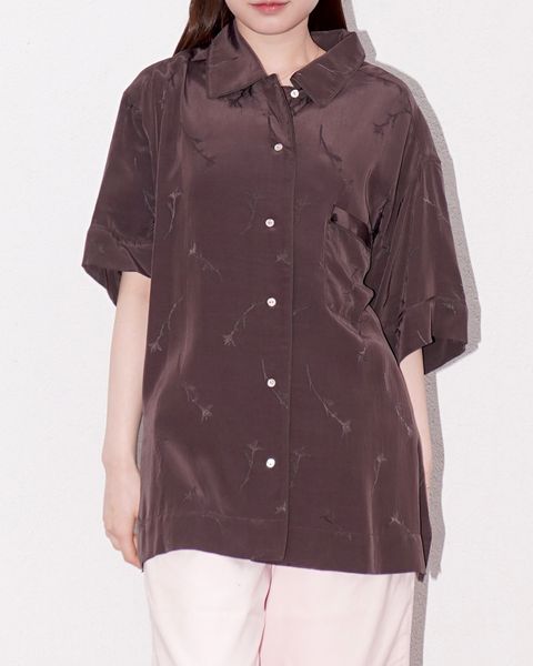 サテンジャガードシャツ (ブラウン) SATIN JQ SHIRTS (Brown) /  26SS
