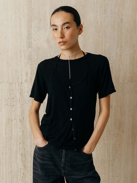 レイヤードカットトップス (ブラック) LAYERED CUT TOPS (Black) /  26SS