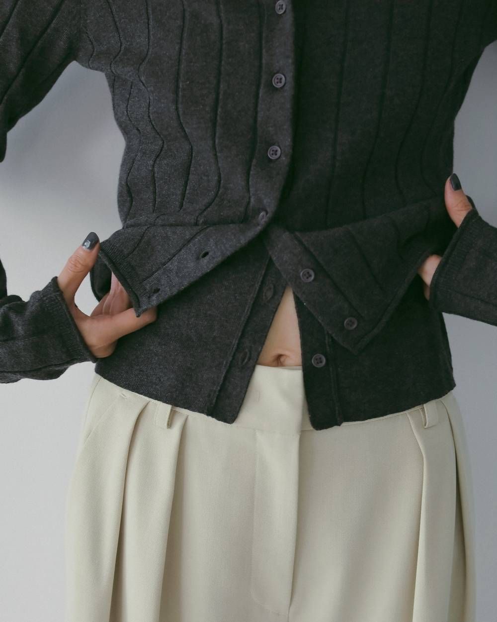 Cotton Layered Cardigan / コットン レイヤードカーディガン (C.gray) / 26SS