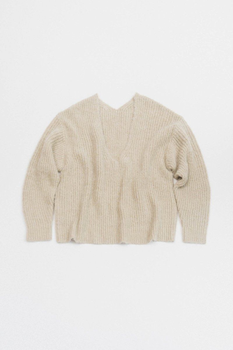 Knuth Marf - 【残り1点】Uneck knit pullover (unisex) / Uネックニットプルオーバー (ベージュ) |  Sir online store / サー オンラインストア