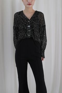 SPANGLE KNIT CARDIGAN / スパンコールニットカーディガン (ブラック)
