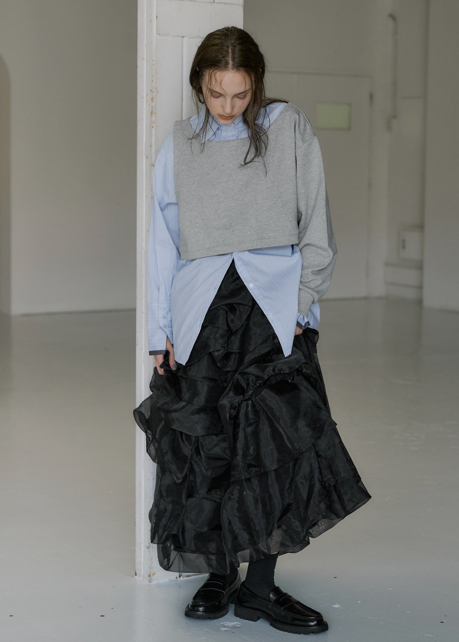 organdy random tiered pattern SK / オーガンジー ティアードスカート (ブラック) / 25AW /