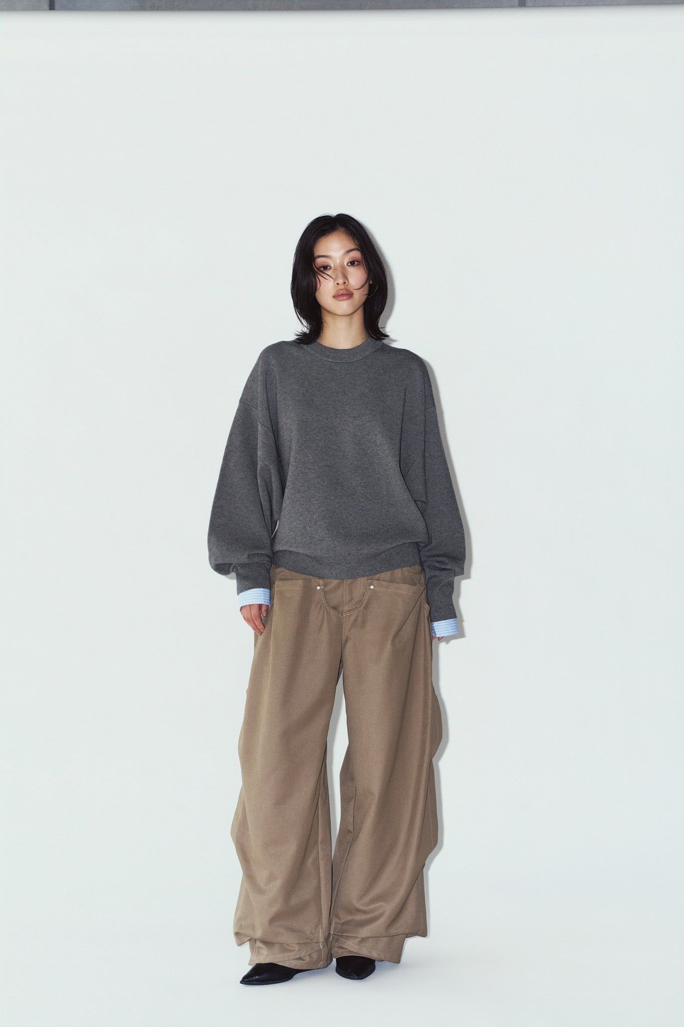 クリング ドレープパンツ (ブラウン) cling draped pants(unisex) (Brown) / 26AW