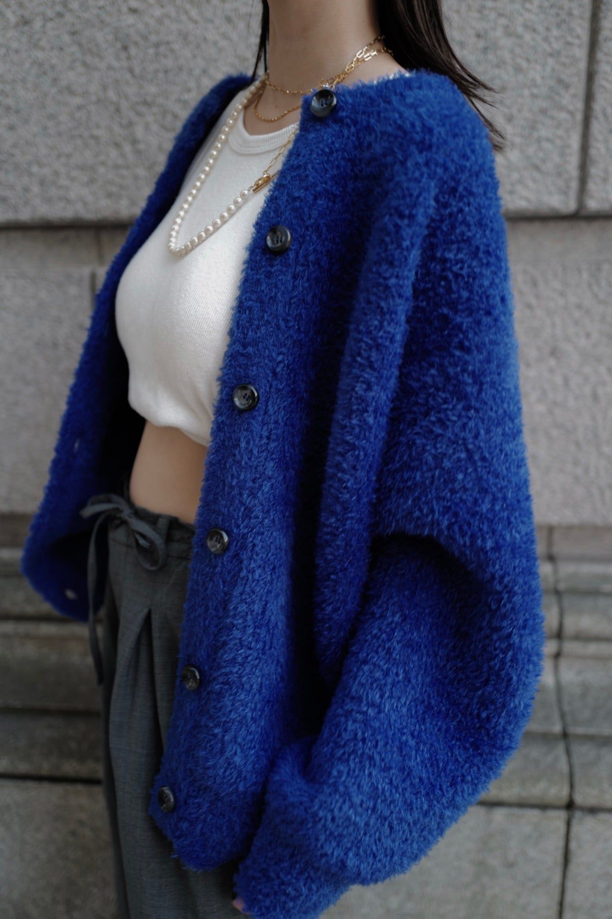 Poodle knit cardigan / プードルニット カーディガン (ブルー)