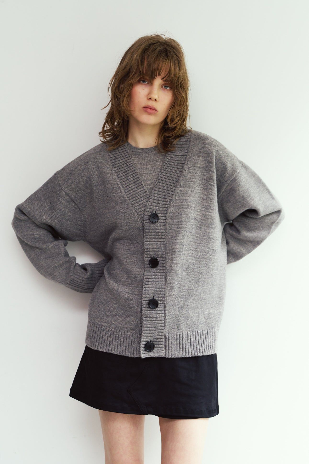 2ピース カーディガン (グレー) 2-piece cardigan (Gray) / 26AW