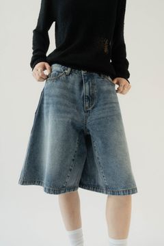 back label denim half pants / バックラベル デニムハーフパンツ (サックスブルー) / 25SS