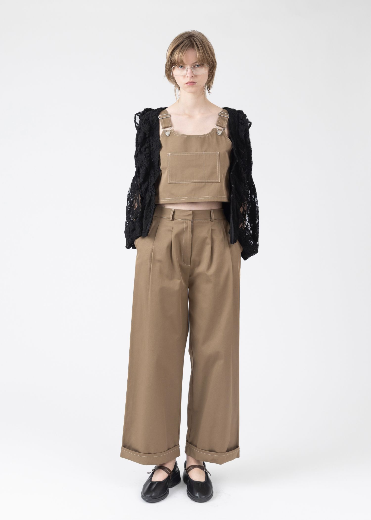 2piece roll up suspenders all-in-one (K/beige) / 2ピースサスペンダーオールインワン (カーキベージュ) / 26SS