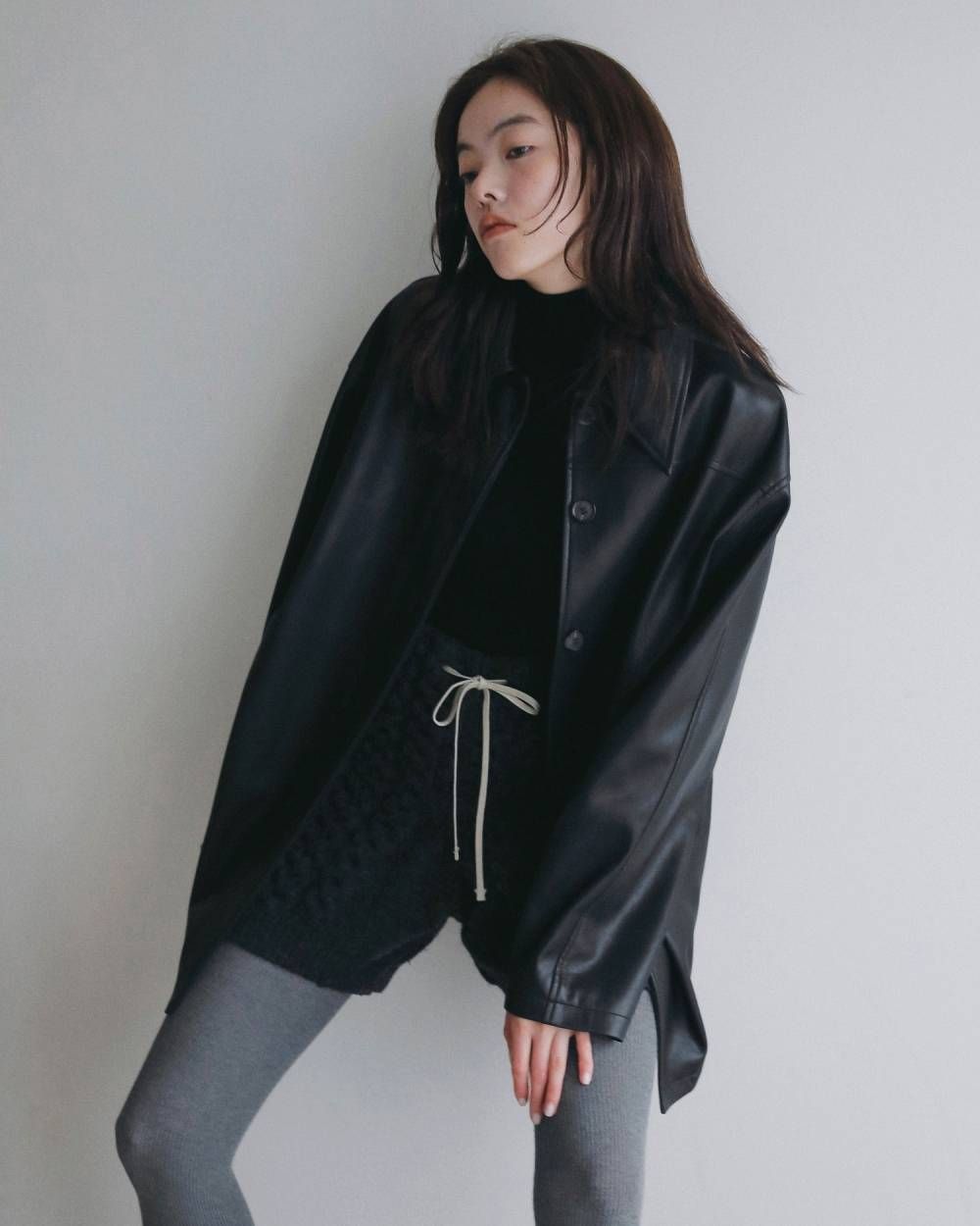 エコレザー オーバージャケット (ブラック) Ecoleather Over Jacket (Black) /  26AW