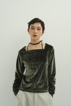 velours ribbon tops / ベロア リボントップス (グリーン)