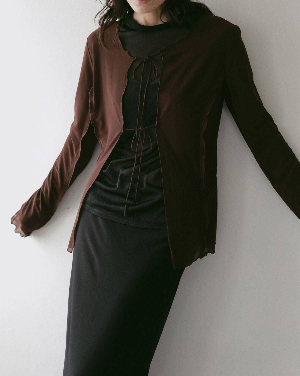 スリット シフォントップス (ブラック) Slit Chiffon Tops (Black) / 27SS