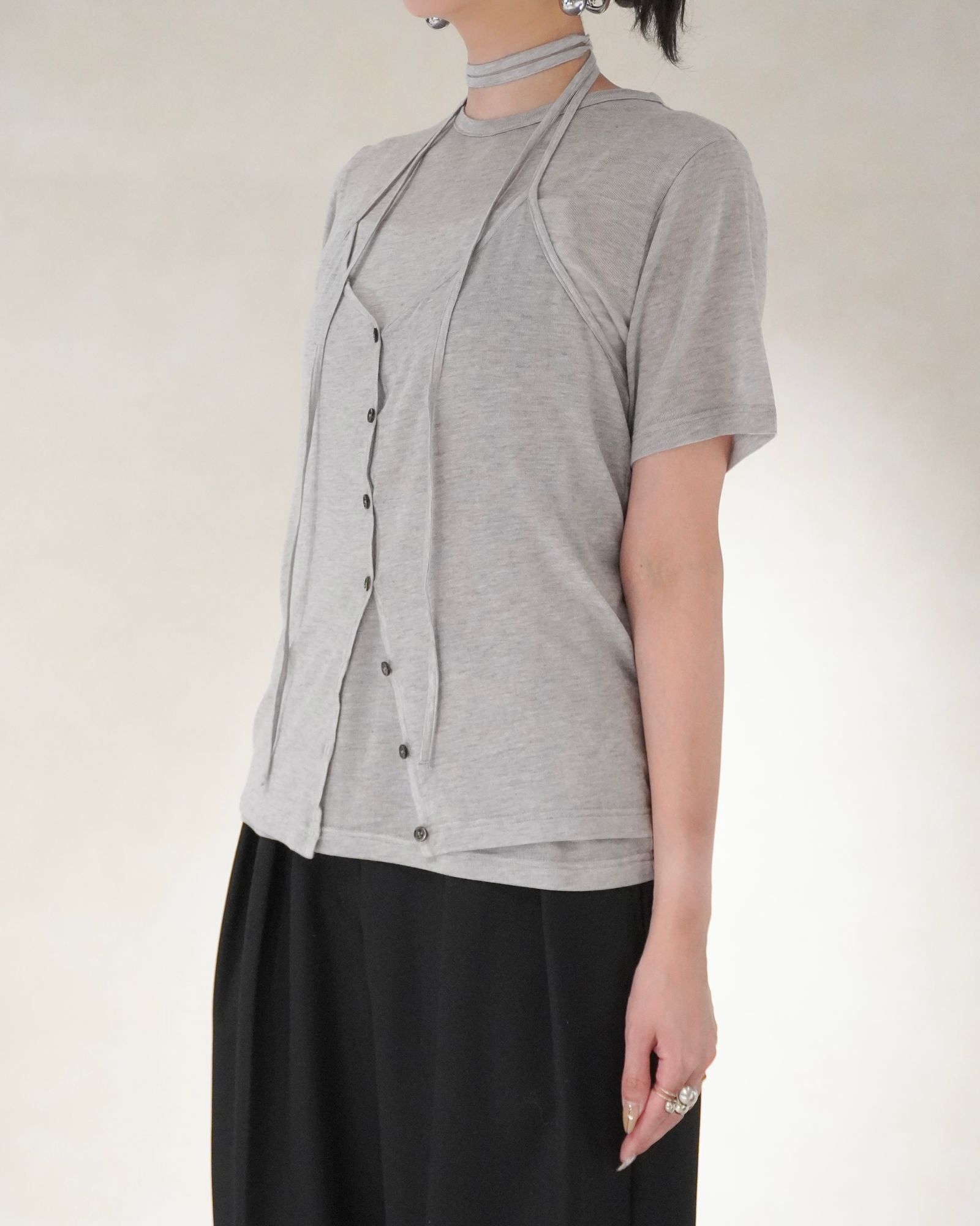 レイヤードカットトップス (グレー) LAYERED CUT TOPS (Gray) /  26SS